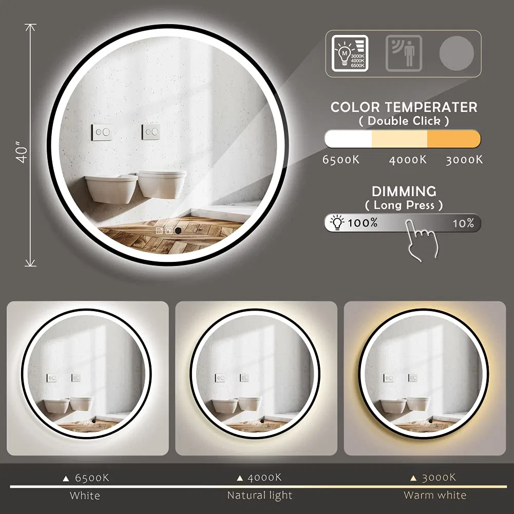 UL CE cUL Wall Home Decor Salon Furniture Make up Cosmetic Smart Vanity Light Lighted Illuminated Backlit Bathroom LED Mirror with Lights Defogger Bluetooth