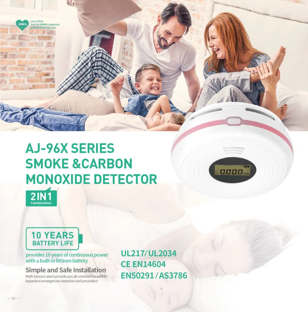 UL Eighth Edition Listed 2 in 1 Co and Smoke Combination Detector Smart WiFi Interlinked Smoke Alarm